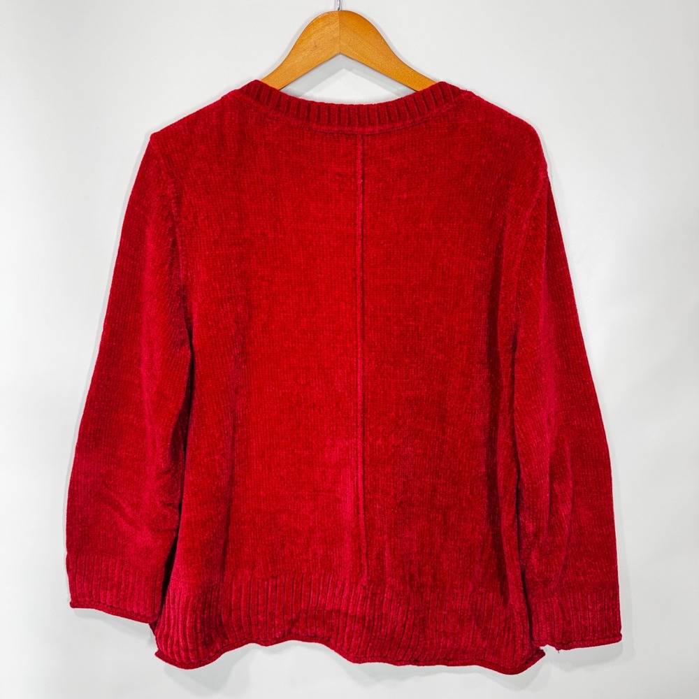 Style & Co Sweater Womens XL Red Chenille Crew Neck Pullover Soft Knit Casual - Picture 4 of 9